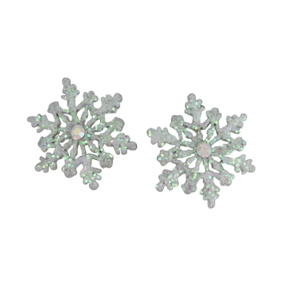 White Glitter Snowflake Pierced Earring - XP631E